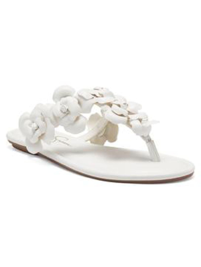 Shop Jessica Simpson Ginima Womens Faux Leather Thong Flat Sandals In White