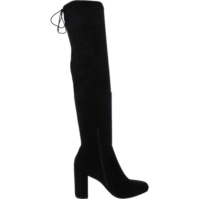Shop Chinese Laundry Womens Faux Suede Lace Up Over-the-knee Boots In Black