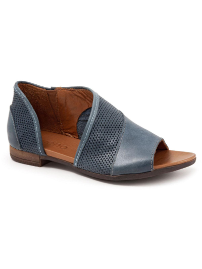Shop Bueno Tahiti Womens Leather Perforated Flat Sandals In Blue
