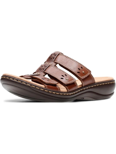 Shop Clarks Leisa Spring Womens Leather Slip On Slide Sandals In Brown