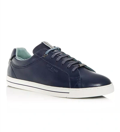Shop Ted Baker Men's Thawne Leather Low-top Trainers In Dark Blue
