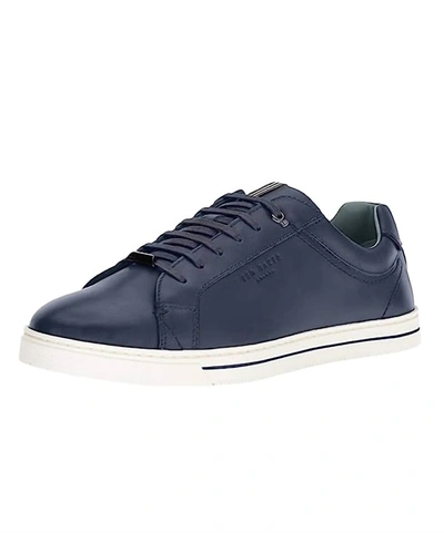 Shop Ted Baker Men's Thawne Leather Low-top Trainers In Dark Blue