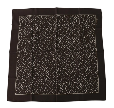 Shop Dolce & Gabbana Polka Dot Square Handkerchief Silk Men's Scarf In Brown