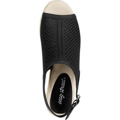 Shop Easy Street Stacy Womens Perforated Espadrille Wedge Sandals In Black