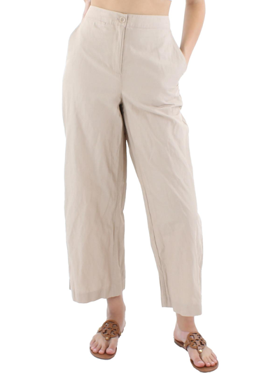 Shop Eileen Fisher Womens High Rise Solid Wide Leg Pants In Beige