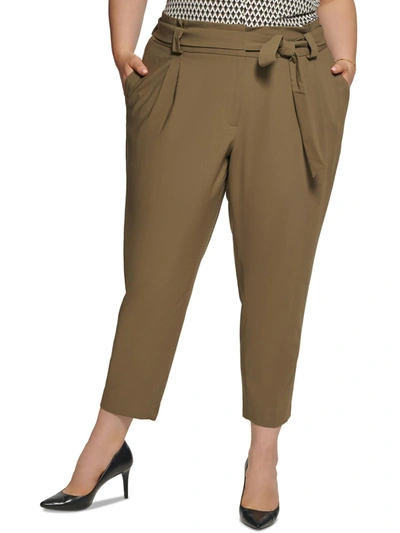 Shop Calvin Klein Plus Womens Stretch Tapered Ankle Pants In Green