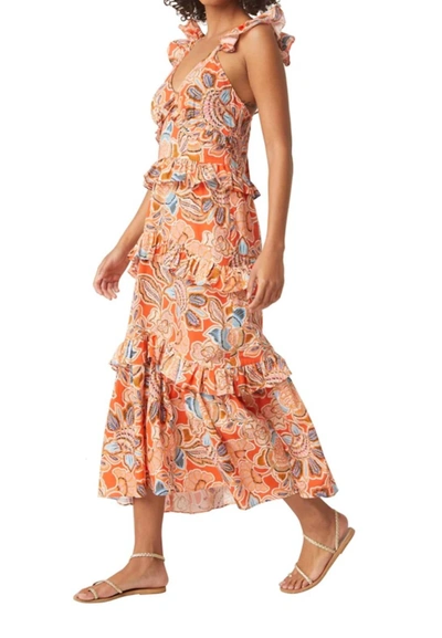 Shop Misa Morrison Dress In Tangerine Flora In Multi