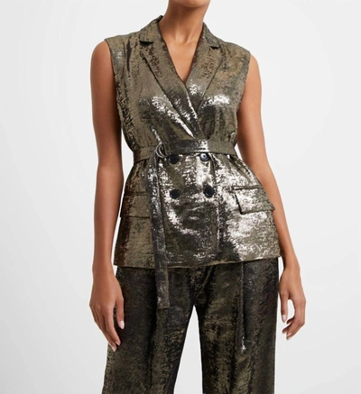 French Connection Alara Molten Sleeveless Gilet In Metallic In Multi
