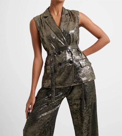 French Connection Alara Molten Sleeveless Gilet In Metallic In Multi
