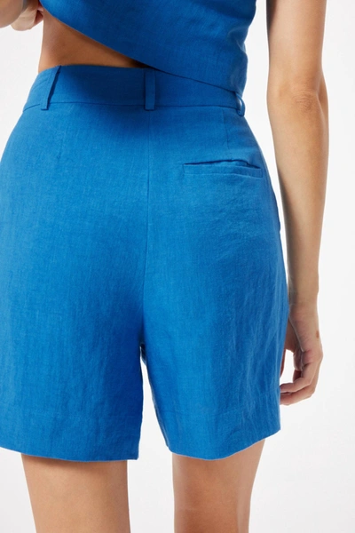 Shop Sophie Rue Juniper Linen Shorts In Blue