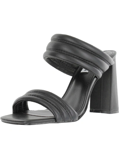 Shop Steve Madden Tahani Womens Faux Leather Slip On Slide Sandals In Black