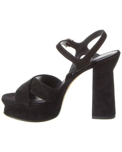 Shop Ferragamo Sonya Suede Platform Sandal In Black