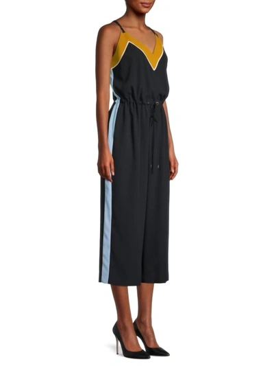 Shop Ted Baker Darvva V-neckline Drawstrings Cotton Sleeveless Jumpsuit In Black