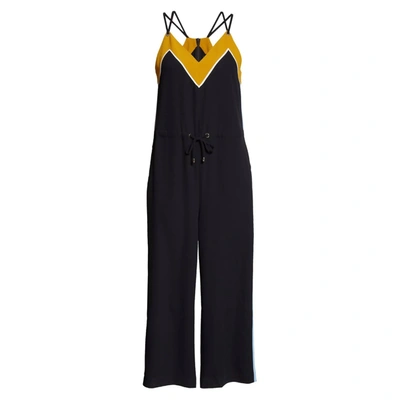 Shop Ted Baker Darvva V-neckline Drawstrings Cotton Sleeveless Jumpsuit In Black