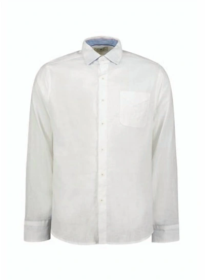 Shop True Grit Men Long Sleeves Linen 1 Pocket Shirt In White