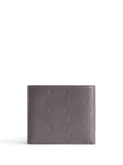 Shop Balenciaga Bb Monogram Debossed Wallet In Grey
