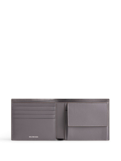 Shop Balenciaga Bb Monogram Debossed Wallet In Grey