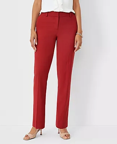 Ann Taylor The Petite Sophia Straight Pant In Lightweight Weave - Curvy Fit In Bright Brick