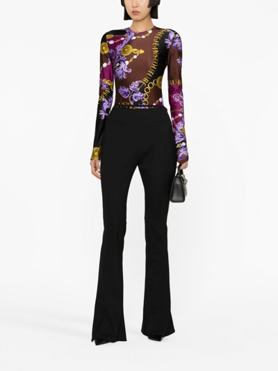 Shop Versace Jeans Couture Chain Couture Bodysuit In Purple