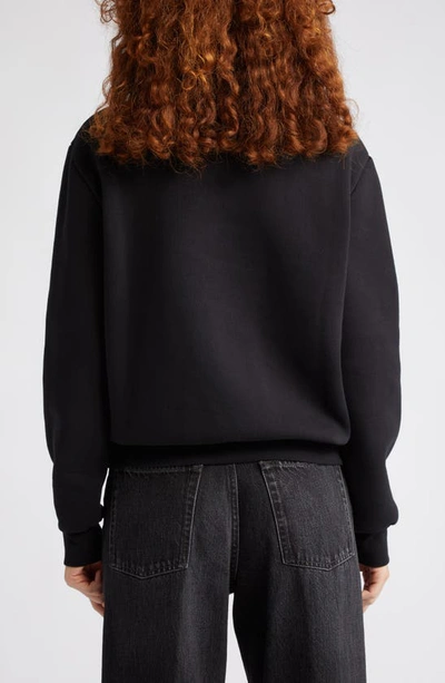 Shop Acne Studios Fenrik Quarter Zip Cotton Blend Sweatshirt In Black