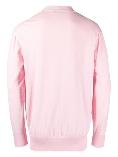 Shop Mackintosh V-neck Cotton Cardigan In Pink