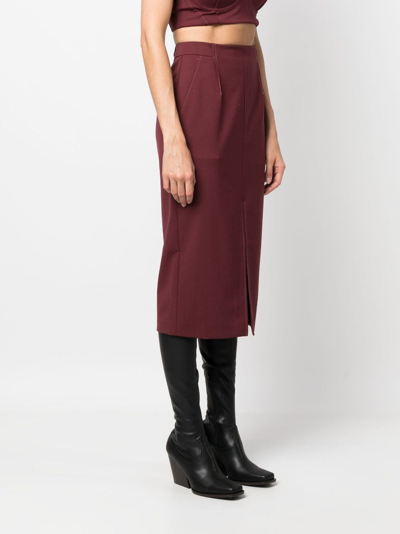 Patrizia Pepe Pleat-detailing High-waisted Skirt In Red