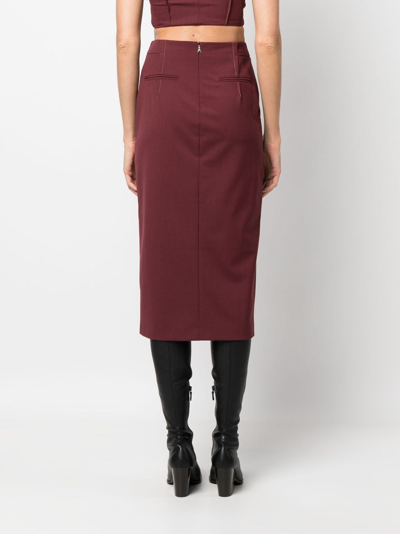 Shop Patrizia Pepe Pleat-detailing High-waisted Skirt In Red