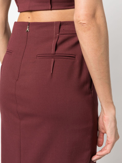 Shop Patrizia Pepe Pleat-detailing High-waisted Skirt In Red