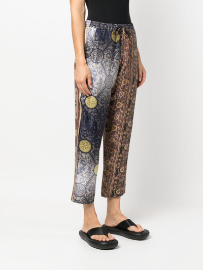 Shop Pierre-louis Mascia Graphic-print Silk Trousers In Brown