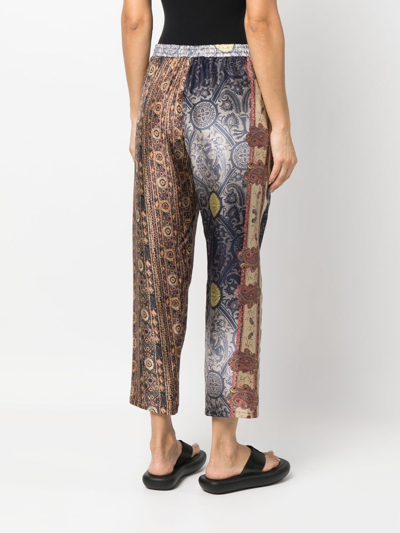 Shop Pierre-louis Mascia Graphic-print Silk Trousers In Brown