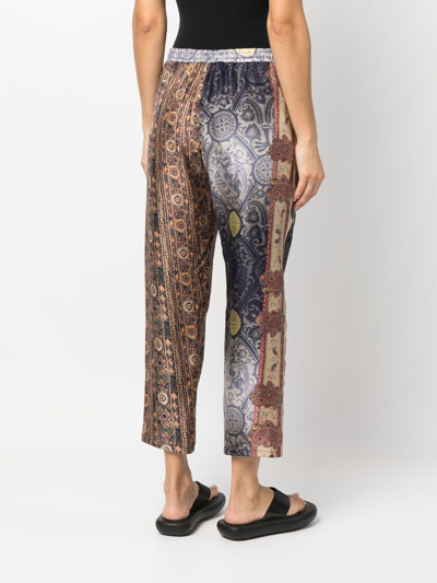 Pierre-louis Mascia Graphic-print Silk Trousers In Brown