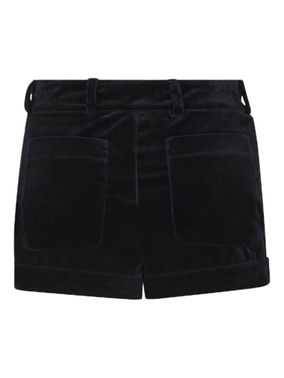 Shop Etro Velvet Cotton Shorts In Black