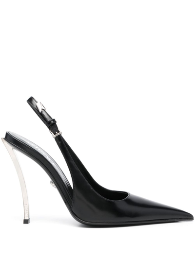 Shop Versace Pin Point 115mm Slingback Pumps In Black