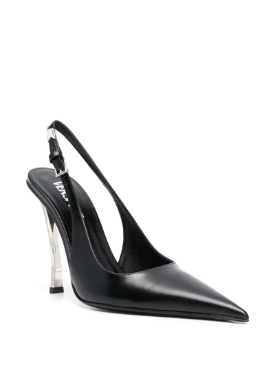 Shop Versace Pin Point 115mm Slingback Pumps In Black
