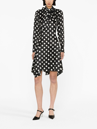 Shop Versace Polka Dot-print Midi Dress In Black
