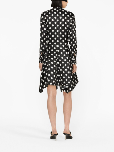 Shop Versace Polka Dot-print Midi Dress In Black