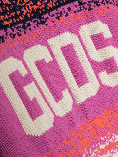 Shop Gcds Logo-intarsia Knit Cotton Jumper In Pink