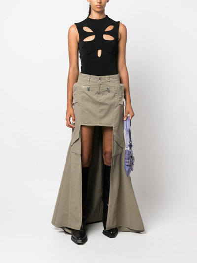 Coperni Panelled Cargo Maxi Skirt In Green