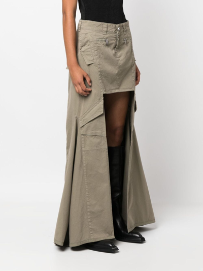 Coperni Panelled Cargo Maxi Skirt In Green