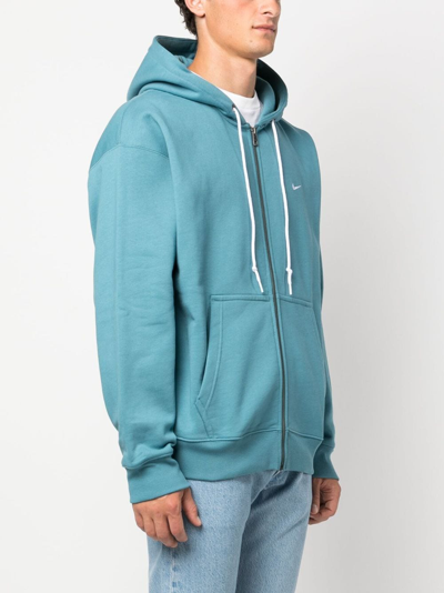 Shop Nike Swoosh-logo Zip-up Hoodie In Blue