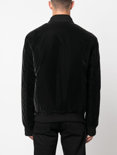 Shop Philipp Plein Logo-patch Zip-up Bomber Jacket In Black