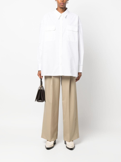 Armarium Leo Button-front Shirt With Cargo Pockets In White
