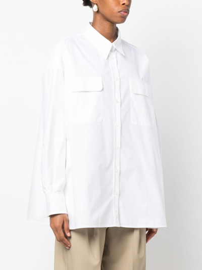 Shop Armarium Oversized Cotton Shirt In White