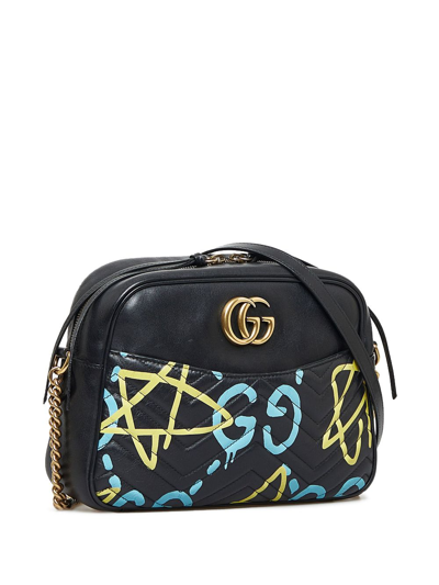 Pre-owned Gucci Ghost Gg Marmont Shoulder Bag In Black