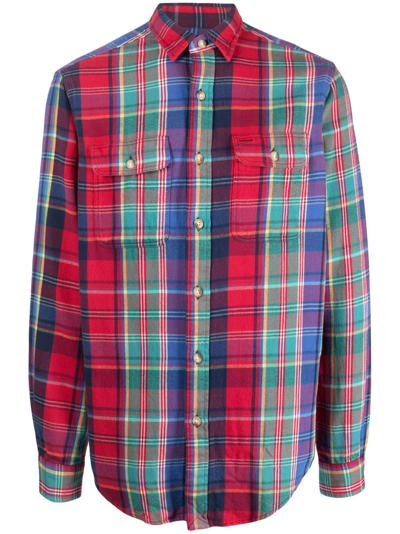 Shop Polo Ralph Lauren Long-sleeve Checked Cotton Shirt In Red