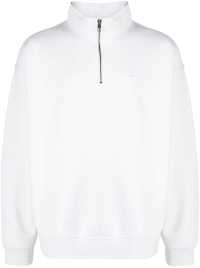 Shop Nike High-neck Zip-up Sweatshirt In Grey