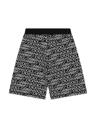 Shop Dolce & Gabbana Logo-print Cotton Track Shorts In Black