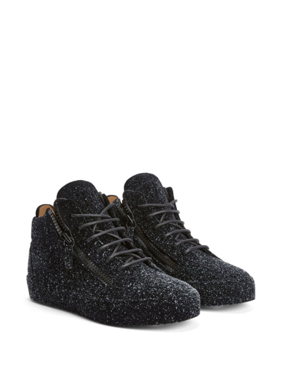Shop Giuseppe Zanotti Glitter-embellished Sneakers In Black