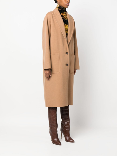 Shop Bally Single-breast Wool-blend Coat In Brown
