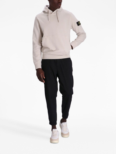 Stone Island Compass-motif Cotton Hoodie In Neutrals